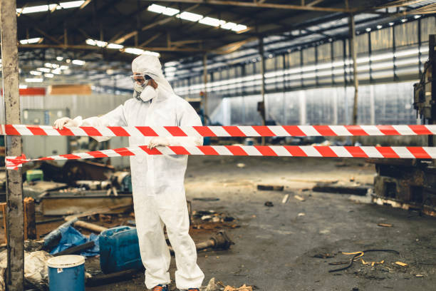 Professional Sewage Cleanup technician working in Woodbridge, NJ